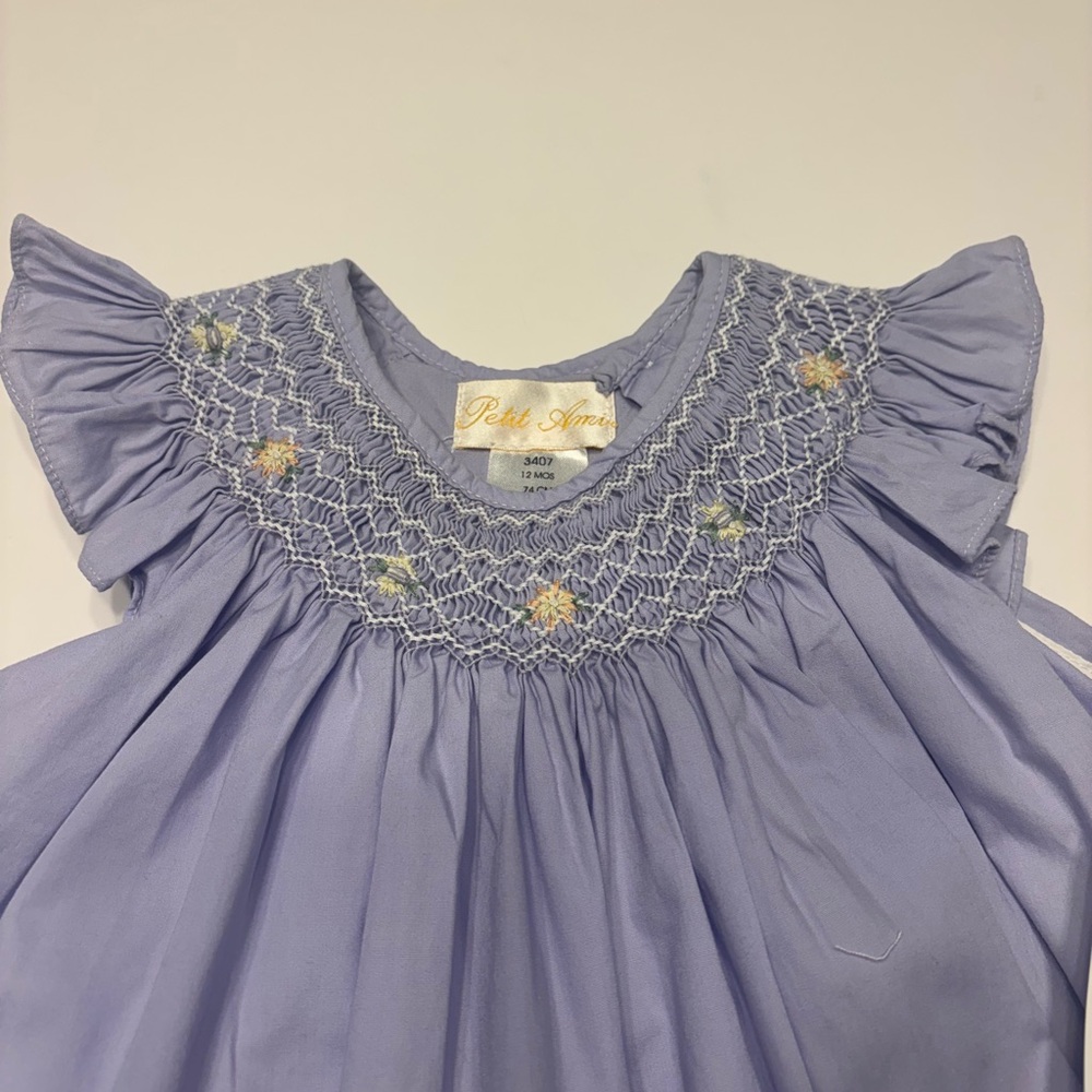 PETIT AMI DRESS SMOCKING SIZE 12 MONTHS
COLOR LAVENDER - Picture 4 of 10